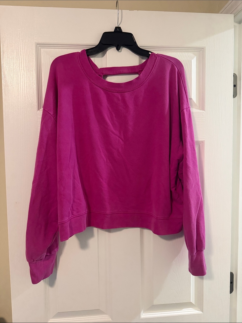 Athleta Magenta Crewneck Sweatshirt with Back Cutout